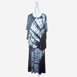 Catherine's Blue Tie Dye Skirt & Blouse Set 2X Plus Size Two Piece Outfit